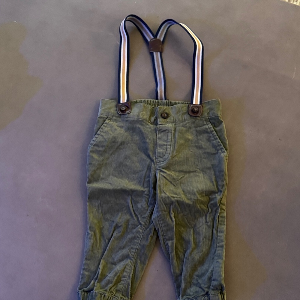 Janie and Jack boys green corduroy pants, 6 to 12 months